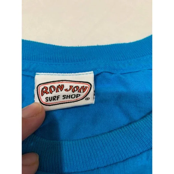 Tiki Loungin Ron Jon Surf Shop Key West Blue Graphic T-shirt - Picture 4 of 7